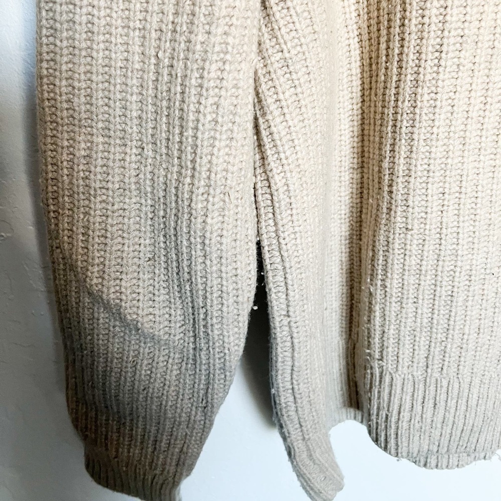 All Saints Ribbed Crewneck Oversized Knit Sweater Wool Small Tan Khaki Classic - Picture 6 of 9